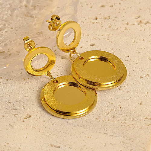 1 par de brincos de gota banhados a ouro de aço inoxidável estilo simples para férias e praia