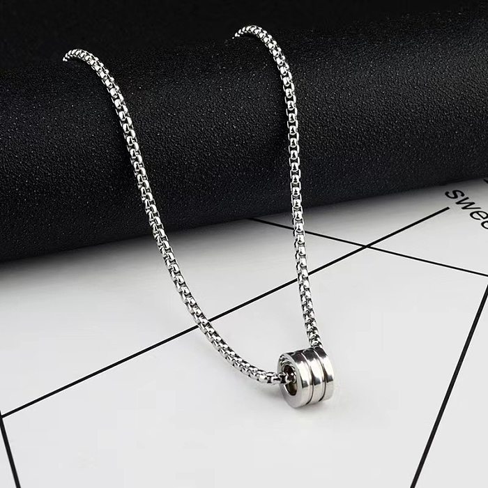 Hip-Hop Solid Color Stainless Steel Patchwork Pendant Necklace