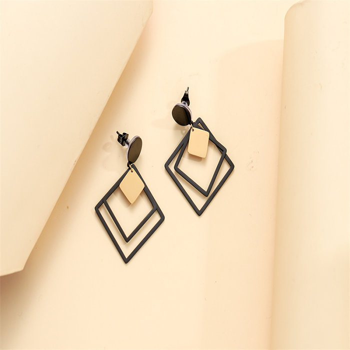 1 Pair Casual Simple Style Rhombus Plating Stainless Steel  Gold Plated Earrings