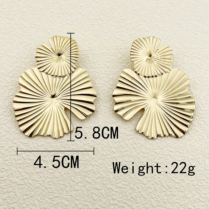 1 Pair Retro Lotus Leaf Stainless Steel  Plating Earrings