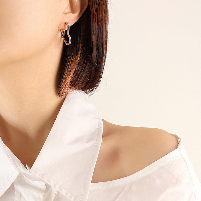 Mode einfache Edelstahl vergoldet Ohrringe weiblich