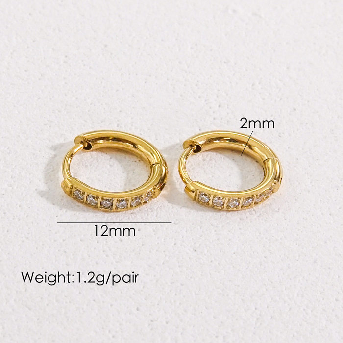 1 Pair Streetwear Solid Color Plating Inlay Stainless Steel  Artificial Gemstones Earrings