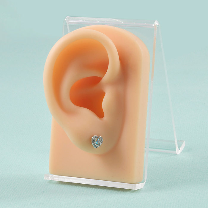 1 Piece Sweet Star Heart Shape Stainless Steel  Inlay Zircon Ear Studs