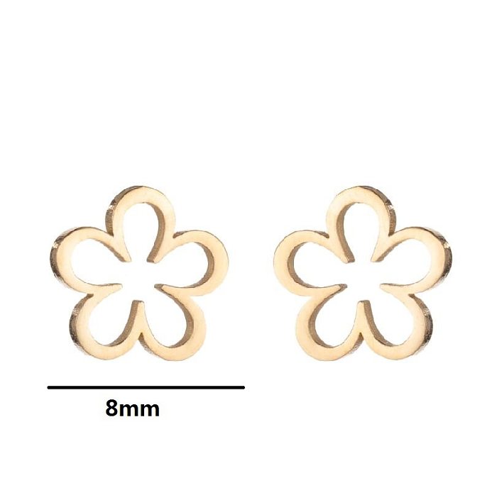 1 Pair Fashion Flower Stainless Steel Plating Ear Studs