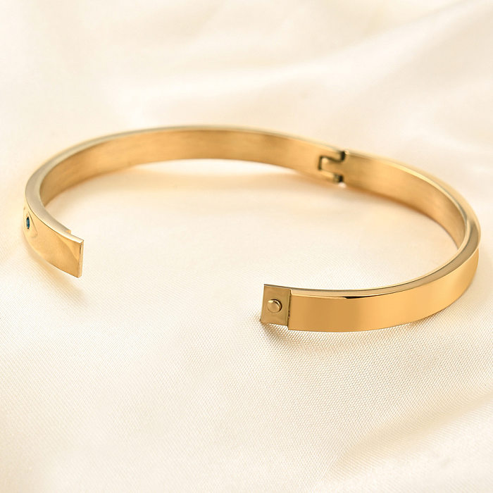 Wholesale Simple Style Devil'S Eye Solid Color Stainless Steel Plating 18K Gold Plated Bangle