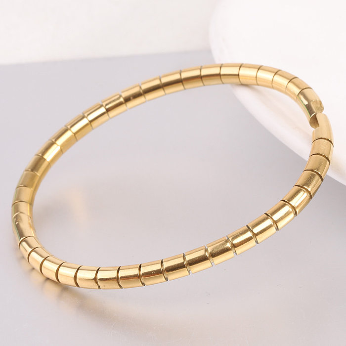 Wholesale Simple Style Solid Color Stainless Steel Plating Gold Plated Bangle