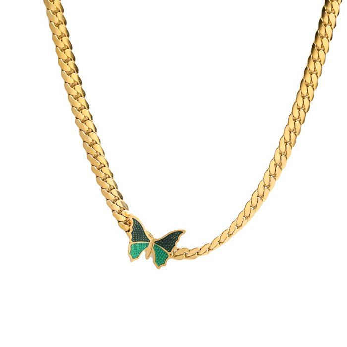 Elegant Sweet Butterfly Stainless Steel  Plating 18K Gold Plated Necklace