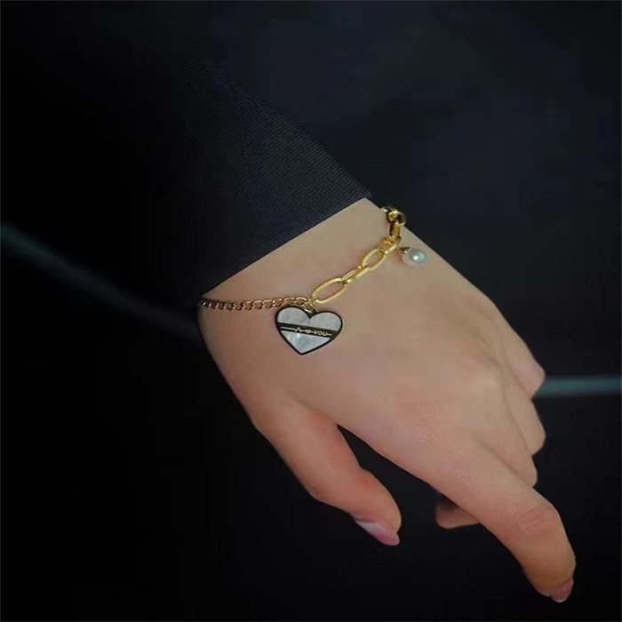 Modern Style Heart Shape Titanium Steel Plating Bracelets