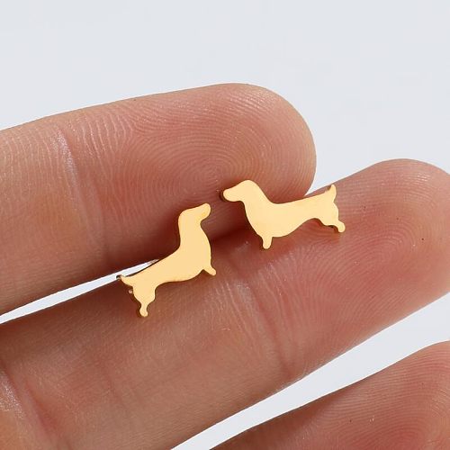 1 par de brincos de orelha revestidos de aço inoxidável para cães de estilo simples