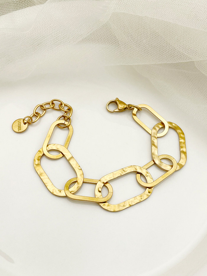 Modern Style Simple Style Solid Color Lock Stainless Steel Plating Gold Plated Bracelets