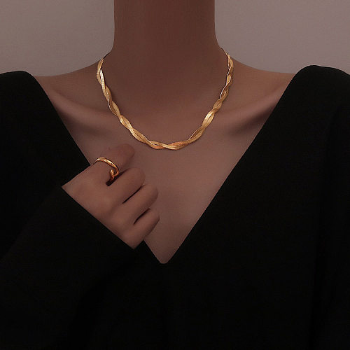Fashion Geometric Stainless Steel Plating Braid Necklace