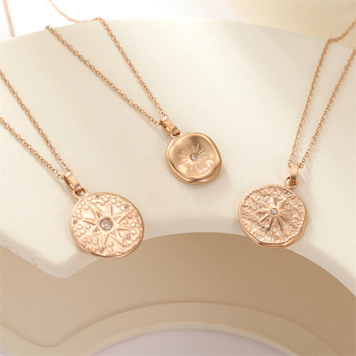 Casual Cute Simple Style Star Stainless Steel  Plating Rose Gold Plated Pendant Necklace
