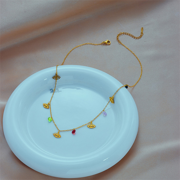 Modische Teufelsauge-Halskette mit Edelstahlbeschichtung