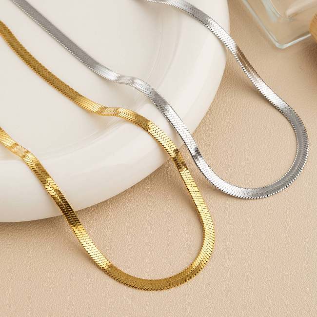 Collar chapado en oro de 18 quilates con revestimiento de acero inoxidable de color sólido de estilo clásico retro