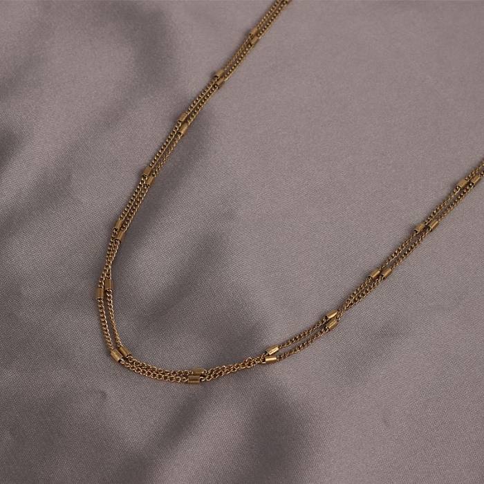 Casual Modern Style Classic Style Solid Color Stainless Steel  14K Gold Plated Necklace In Bulk
