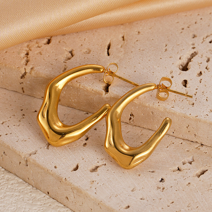 1 par de brincos de orelha banhados a ouro de aço inoxidável com revestimento irregular estilo simples de férias