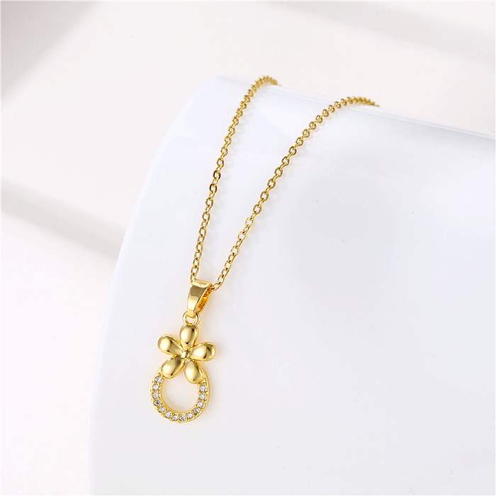 1 Piece Simple Style Flower Dragonfly Butterfly Stainless Steel  Stainless Steel Plating Inlay Zircon Pendant Necklace
