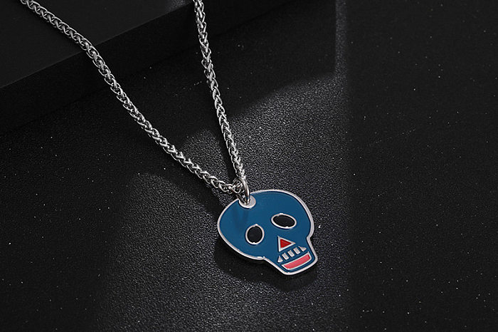 Hip-Hop Color Block Stainless Steel Pendant Necklace In Bulk