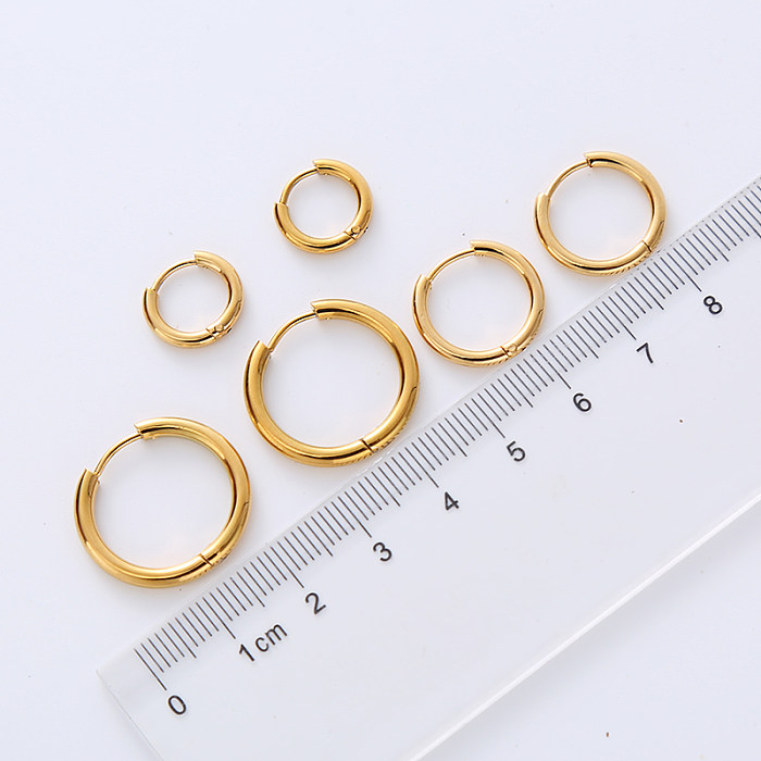 12 Pairs Simple Style Circle Stainless Steel  Plating Earrings