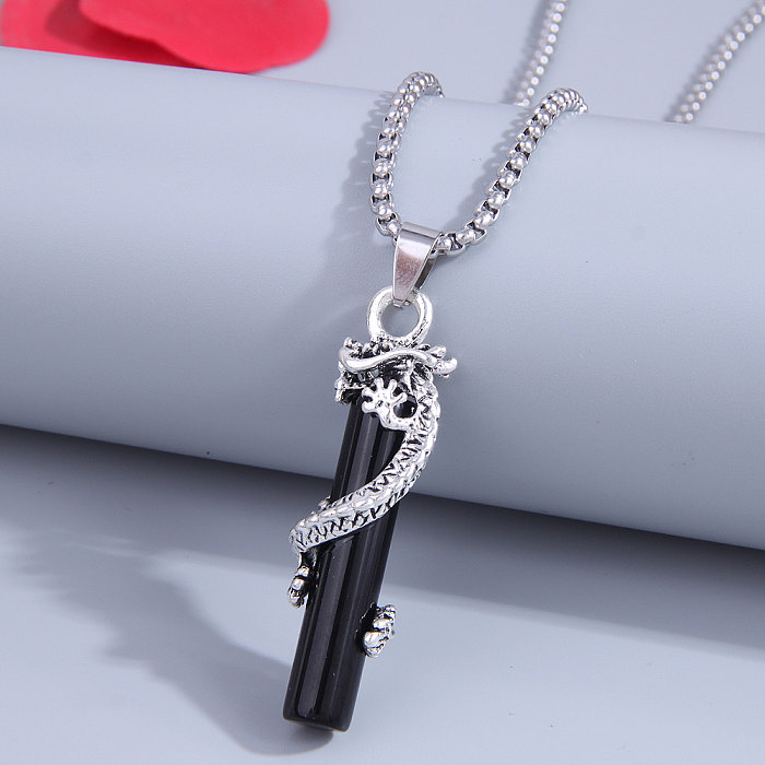 Fashion Silvery Dragon Shape Unisex Stainless Steel  Long Necklace