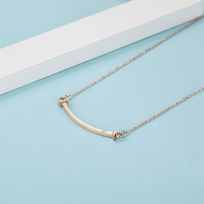 Casual Simple Style Classic Style Swan Smiley Face Butterfly Stainless Steel  Stainless Steel Plating Hollow Out Carving Rose Gold Plated Necklace