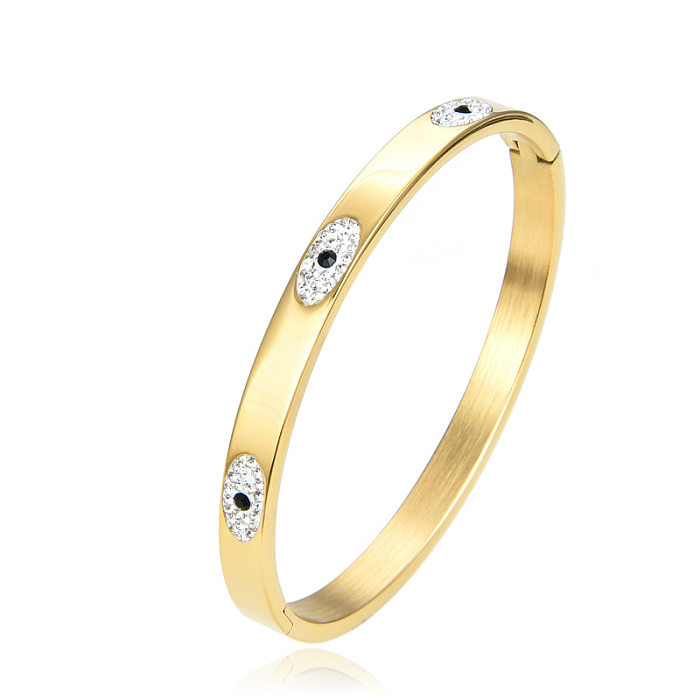 Brazalete chapado en oro Titanium de los diamantes artificiales del acero 18K del ojo simple elegante en bulto