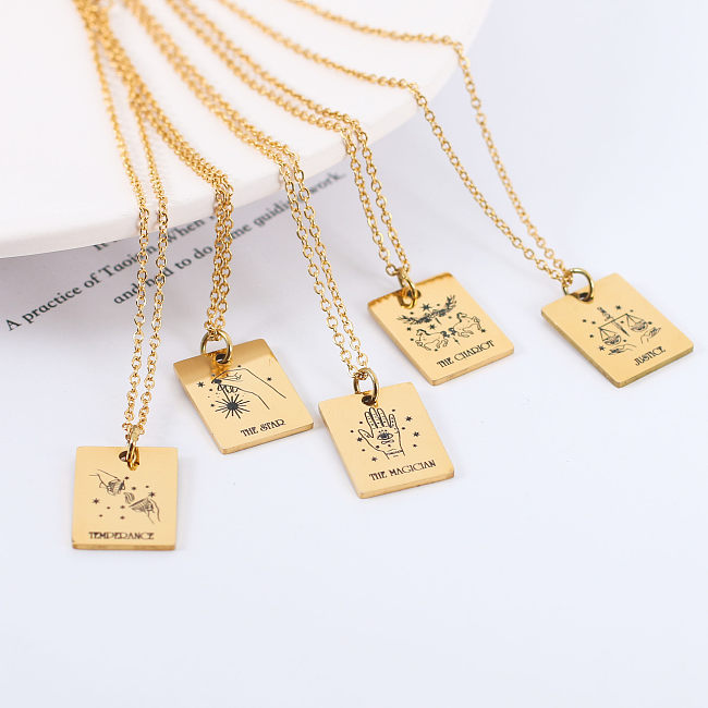 Retro Tarot Stainless Steel  Necklace 1 Piece