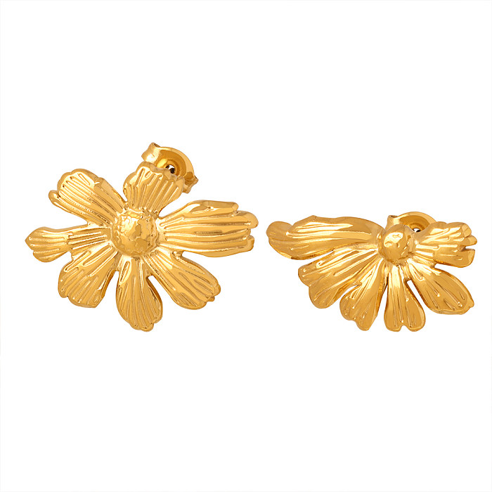 1 Pair IG Style Vintage Style Daisy Plating Stainless Steel 18K Gold Plated Ear Studs
