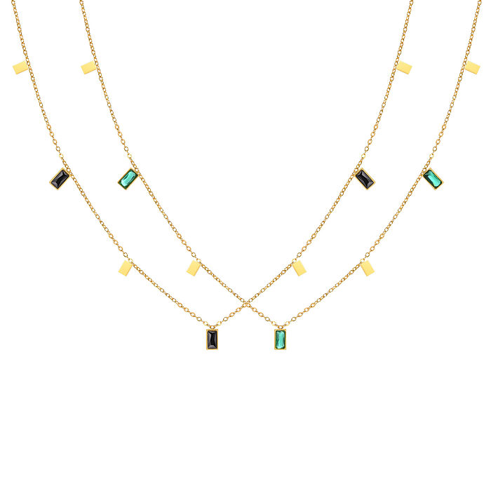 Fashion Geometric Stainless Steel Gold Plated Zircon Necklace
