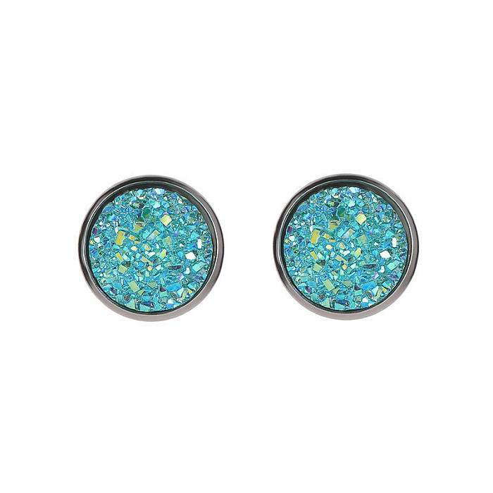 Boucles d'oreilles rondes géométriques en acier inoxydable, bijoux de rêve givré, ciel étoilé, pierres précieuses étoilées