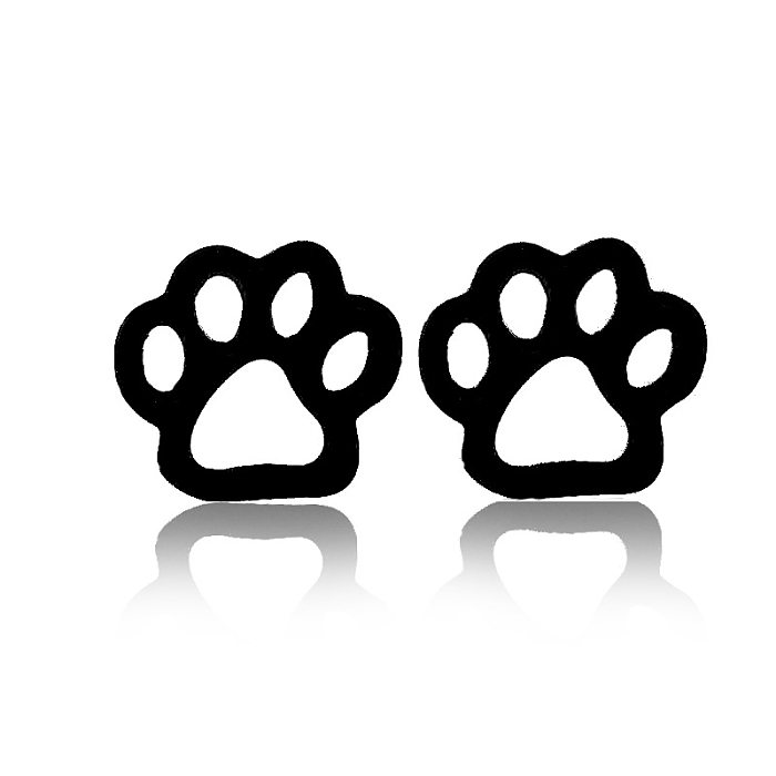 1 Pair Cute Paw Print Stainless Steel  Plating Ear Studs