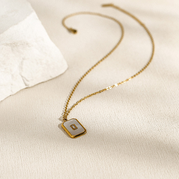 Ig estilo estilo simples quadrado aço inoxidável chapeamento incrustação acrílico 18k colar pingente banhado a ouro