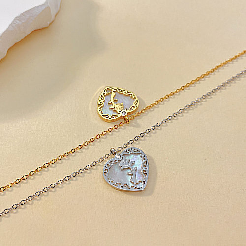 Simple Style Streetwear Heart Shape Stainless Steel Zircon Pendant Necklace In Bulk