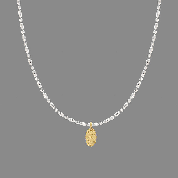 Modische ovale Halskette mit Buchstaben-Anhänger aus Edelstahl, 1 Stück