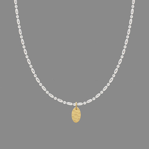 Modische ovale Halskette mit Buchstaben-Anhänger aus Edelstahl, 1 Stück