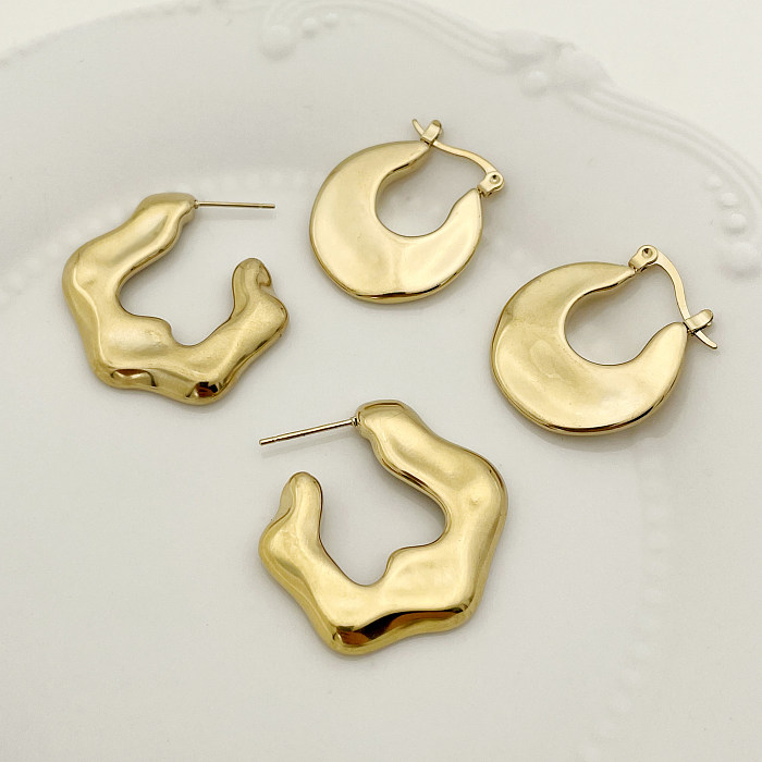 1 Paar vergoldete Retro-Ohrringe aus Edelstahl mit geometrischer Beschichtung