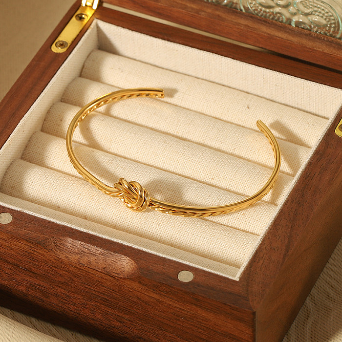 Brazalete chapado en oro de 18 quilates con revestimiento de acero inoxidable de color sólido estilo francés de estilo nórdico