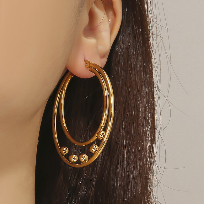1 Paar Damen-Ohrringe aus einfarbigem Edelstahl mit 18-Karat-Vergoldung