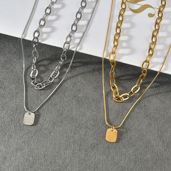 Koreanische einfache doppellagige quadratische Halskette