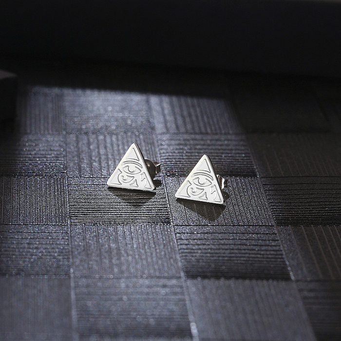 1 Pair Simple Style Triangle Devil's Eye Plating Stainless Steel Ear Studs