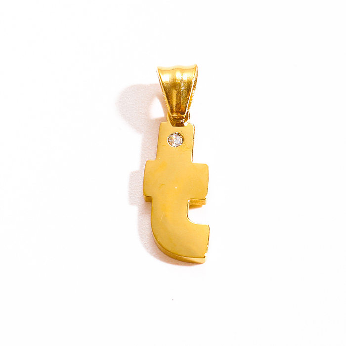 Style Simple Style classique lettre en acier inoxydable placage en acier inoxydable incrustation Zircon plaqué or 18 carats collier pendentif