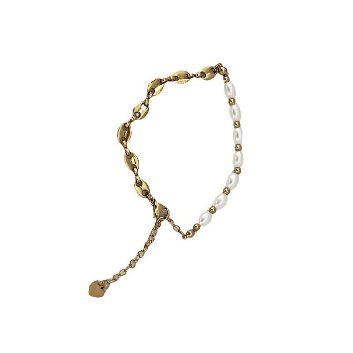 Großhandel mit ovalen Armbändern aus Titanstahl im IG-Stil mit Perlenbeschichtung