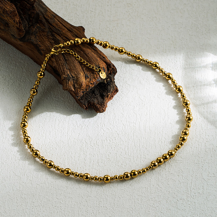IG Style Schlichter Stil, einfarbige Halskette aus Edelstahl mit 18-Karat-Vergoldung