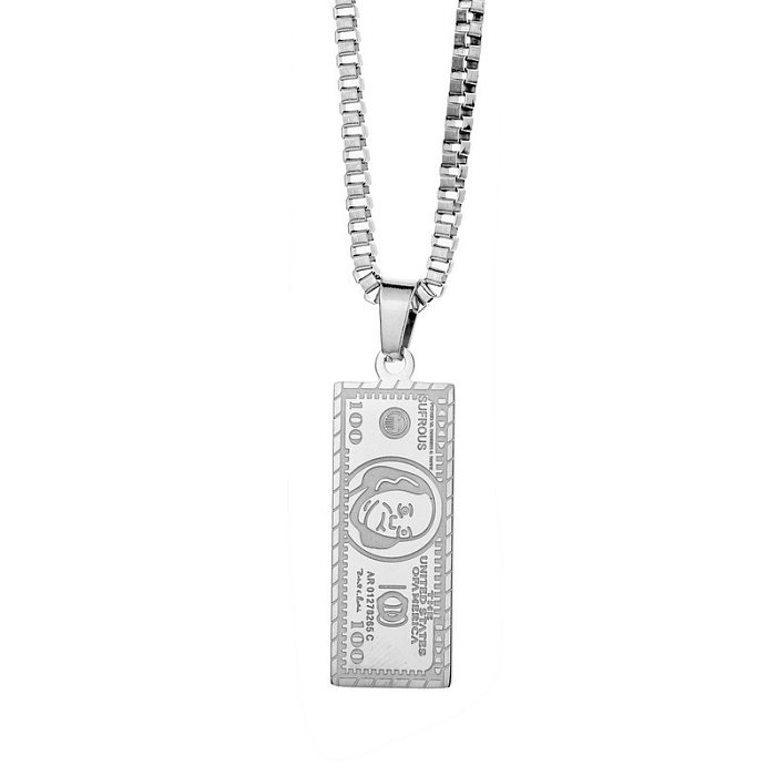Wholesale Fashion Gold-plated Banknote Pendant Stainless Steel Necklace jewelry