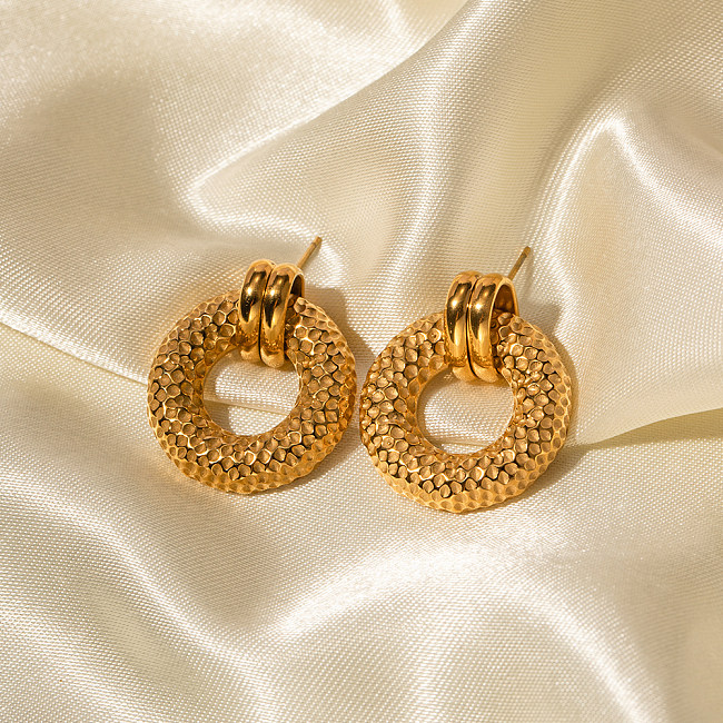 1 Paar runde Ohrringe im Vintage-Stil aus 18 Karat vergoldetem Edelstahl