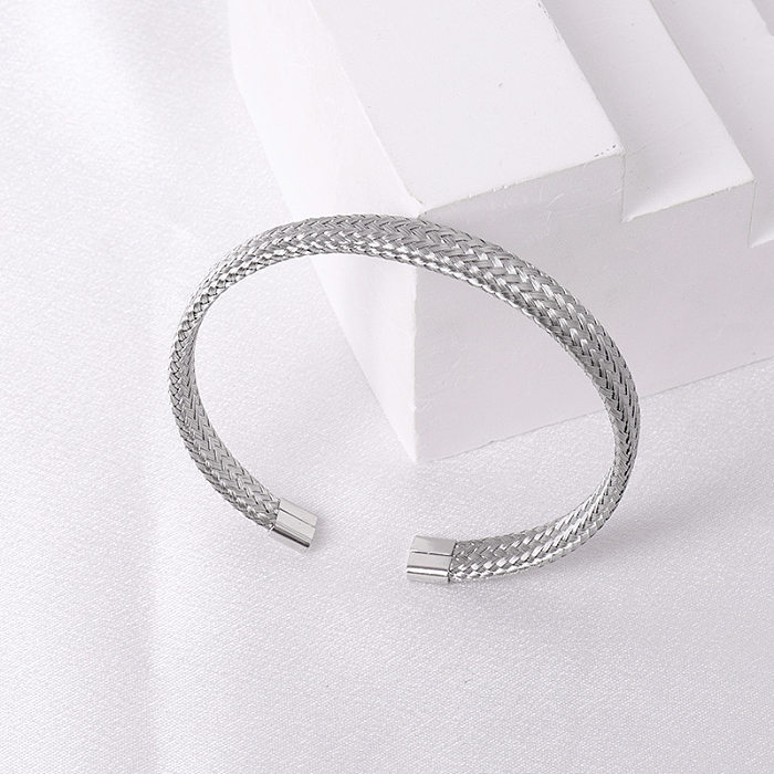 Wholesale Casual Simple Style Solid Color Stainless Steel Plating Bangle