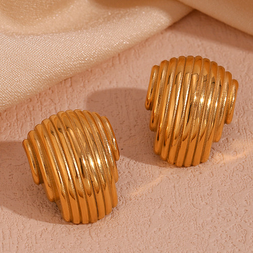1 par de pendientes chapados en oro de 18 quilates de acero inoxidable chapado en color sólido estilo clásico estilo vintage