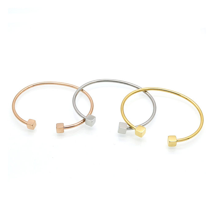 1 Piece Simple Style Solid Color Titanium Steel Plating Bangle