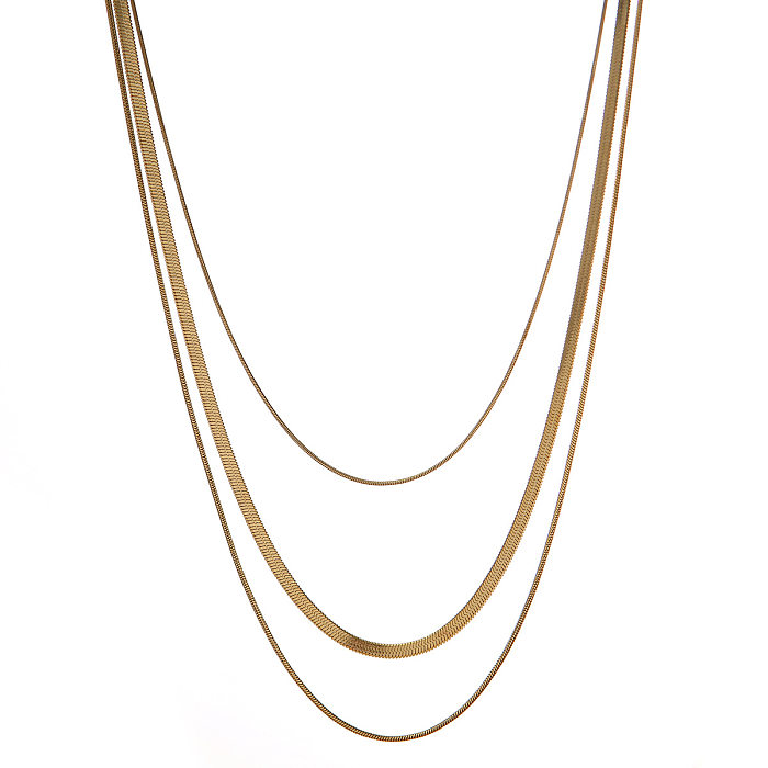 Fashion Simple Style Geometric Stainless Steel Plating Layered Necklaces