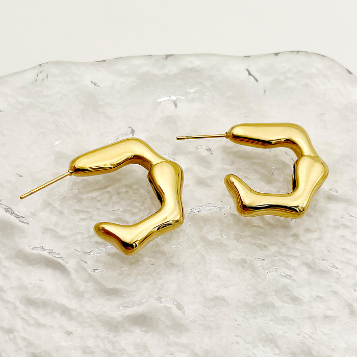 1 Pair Simple Style Commute Solid Color Plating Stainless Steel  Gold Plated Earrings